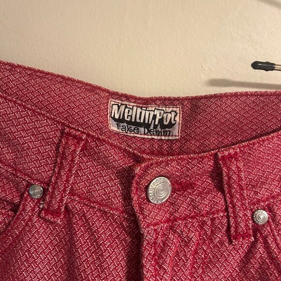 90s vintage textured red jeans by Italian brand Meltin Pot - Picture 1 of 4